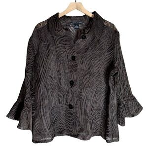 City Knits Shear Button Blouse Zebra Print - Size L